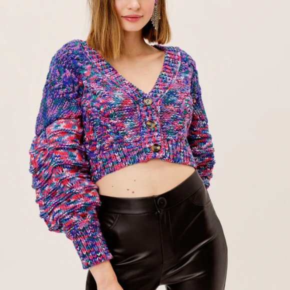 {L} 26. WN44.1- For Love & Lemons Lydia Knit Cardigan Sweater - S - Picture 2 of 4